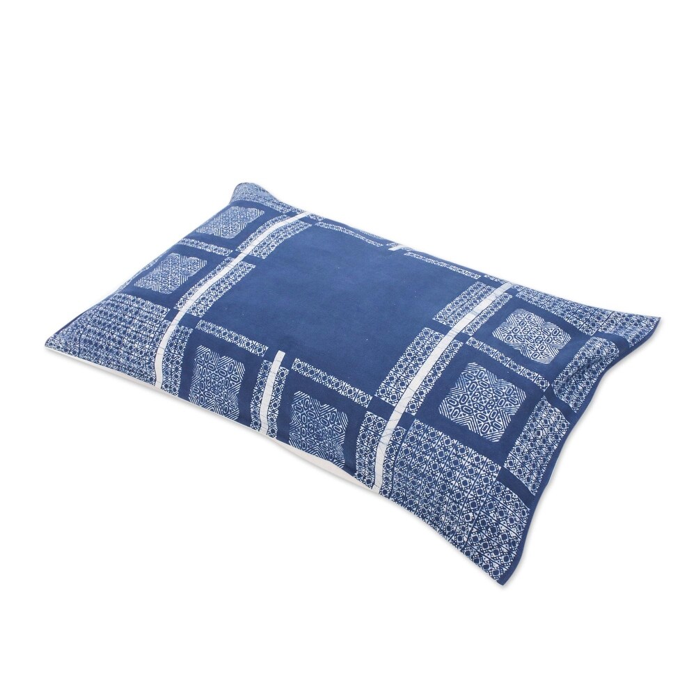 Novica Handmade Indigo Comfort Batik Cotton Pillow Sham