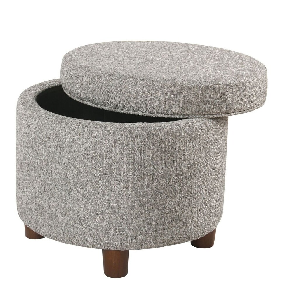 Porch   Den Parkchester Light Gray Tweed Round Storage Ottoman