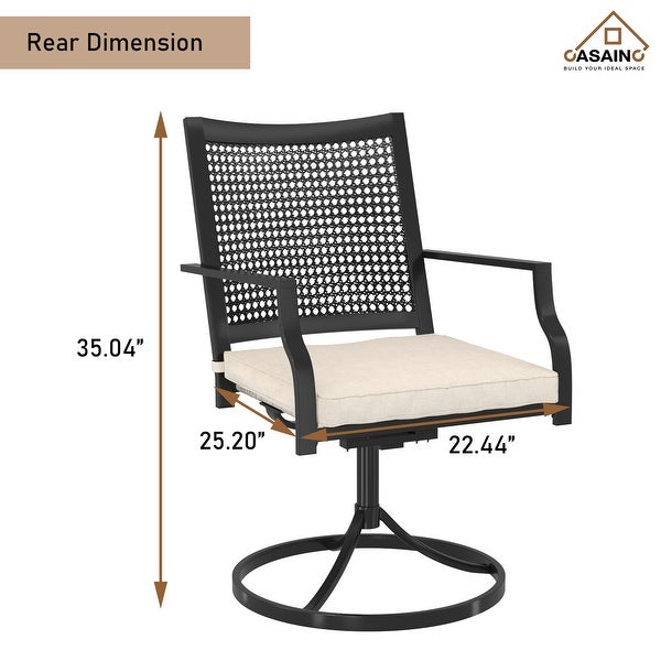 2 Textilene Fabric Iron Frame Swivel Dining Chairs