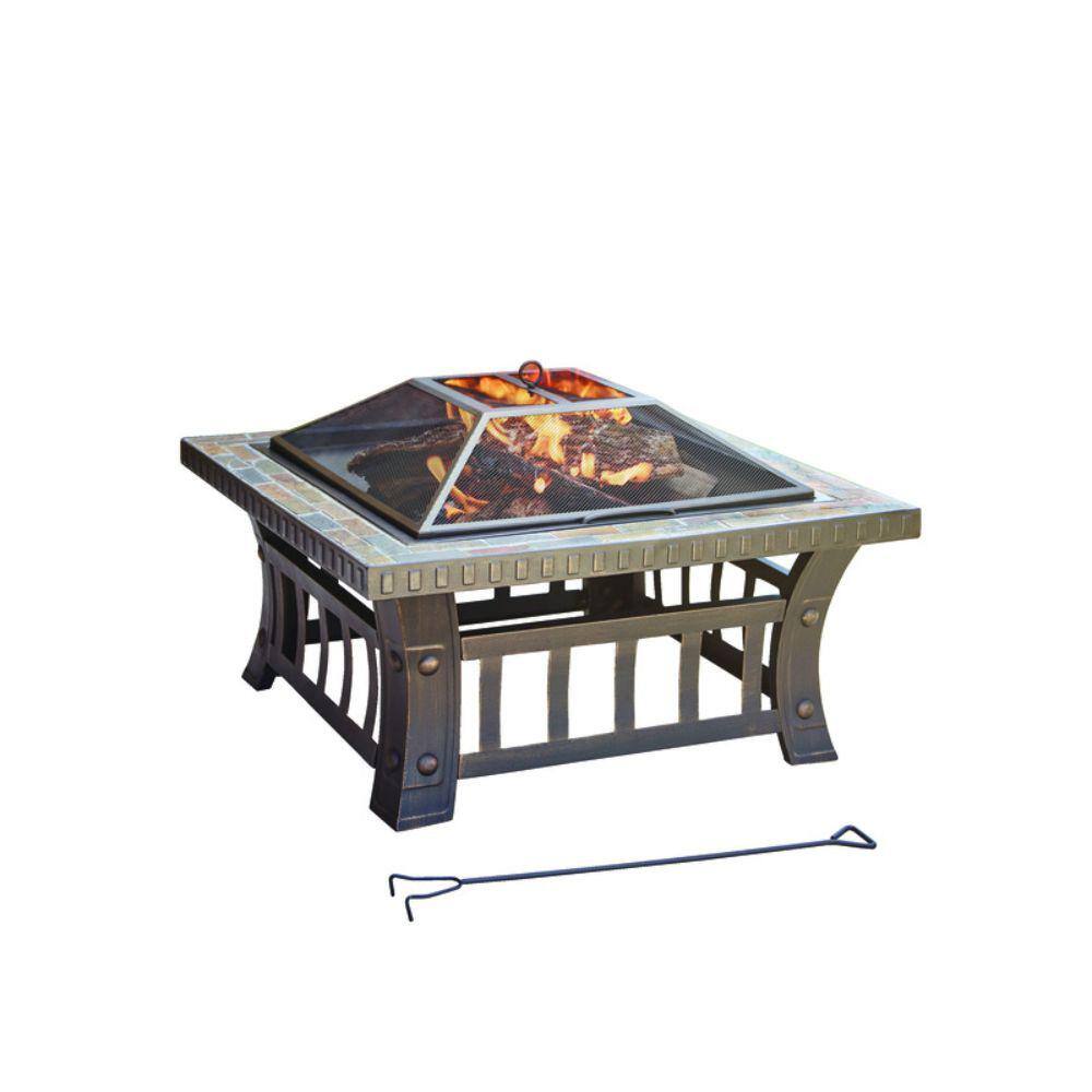 LIVING ACCENTS 20 in. H x 30 in. W x 30 in. D Steel Square Wood Fire Pit 4903852