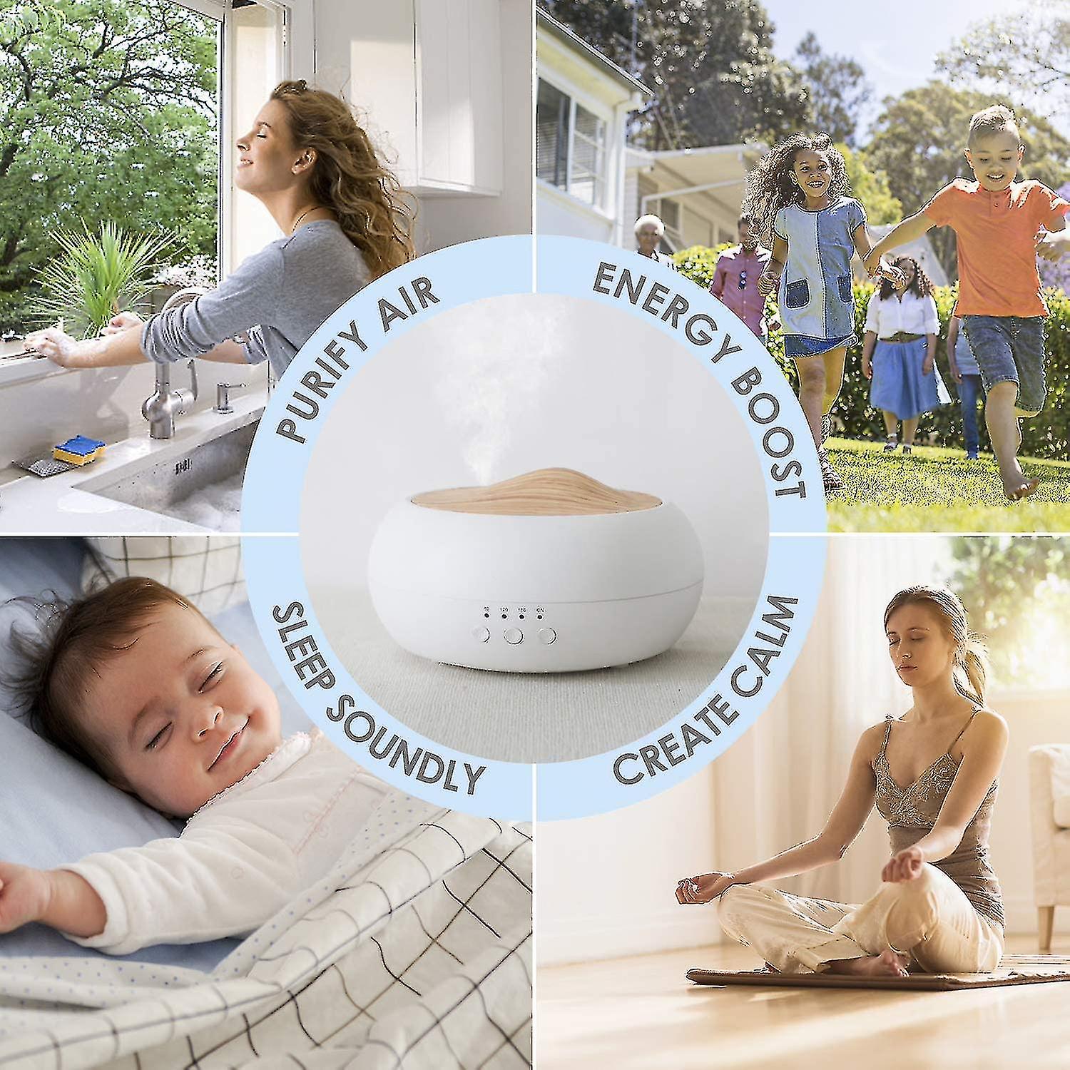 Essential Oil Diffuser 250ml Ultrasonic Electric Essential Oil Diffuser， Air Humidifier With Warm Light Auto Shut Off For Bedroom/spa/yoga/massage Bet