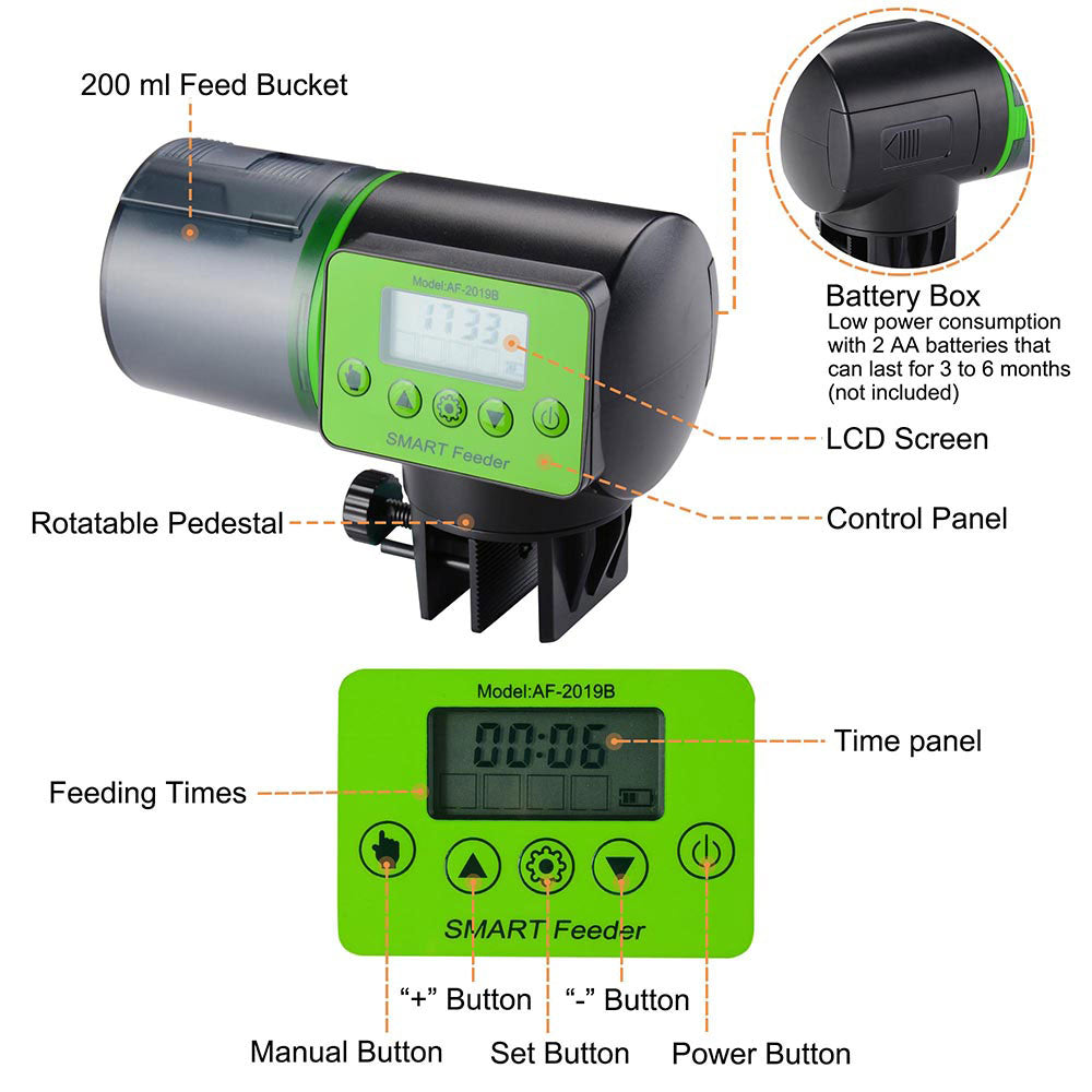 AquaBasik Automatic Fish Tank Food Feeder with Digital Timer