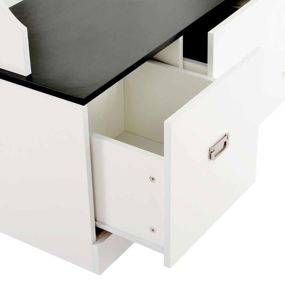 Asucoora Angelique White 46 in. W x 72 in. H Hall Tree with Bench and-Drawer TDTS888WH