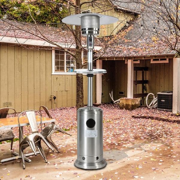 Wildaven 46,000 BTU Stainless Outdoor Patio Heater Stainless Steel with 2 Smooth-Rolling Wheels ZGZZRA210903003