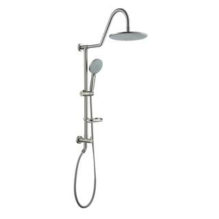 CASAINC 3-Spray Patterns 10 in. Wall Mount Dual Shower Heads Rainfall Shower Head and Handheld Shower in Brushed Nickel CS1914-BN