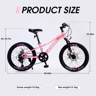 Pink 20 in. Shimano 7-Speed Bike Mountain Bike for Girls and Boys outbikewy03