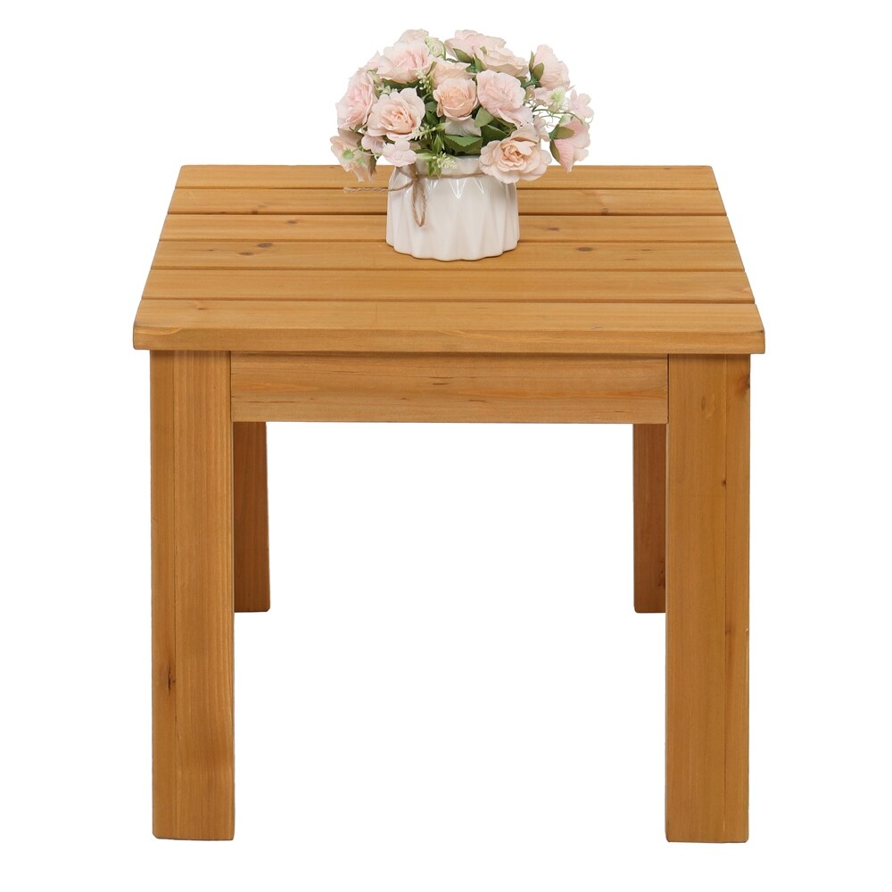 Wooden Square Side End Table Patio Coffee Bistro Table Indoor Outdoor Natural   18 x 18 x 16)\