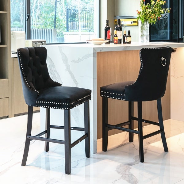 Velvet Upholstered Bar Chairs Set of 2