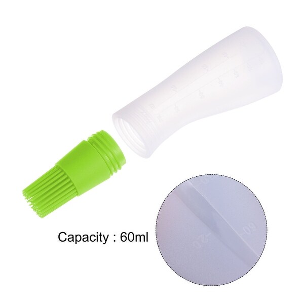 2pcs Silicone Oil Bottle Brush with Cap for Barbecue Cooking Baking， Green