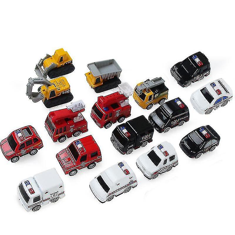 4pcs Pull Back Sliding Alloy Car， Children's Toy Car Model， Fire Truck， Police Car， Ambulance， Engineering Vehicle Set