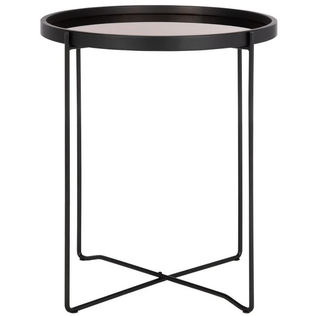 Ruby Small Tray Accent Table Rose Gold black Safavieh