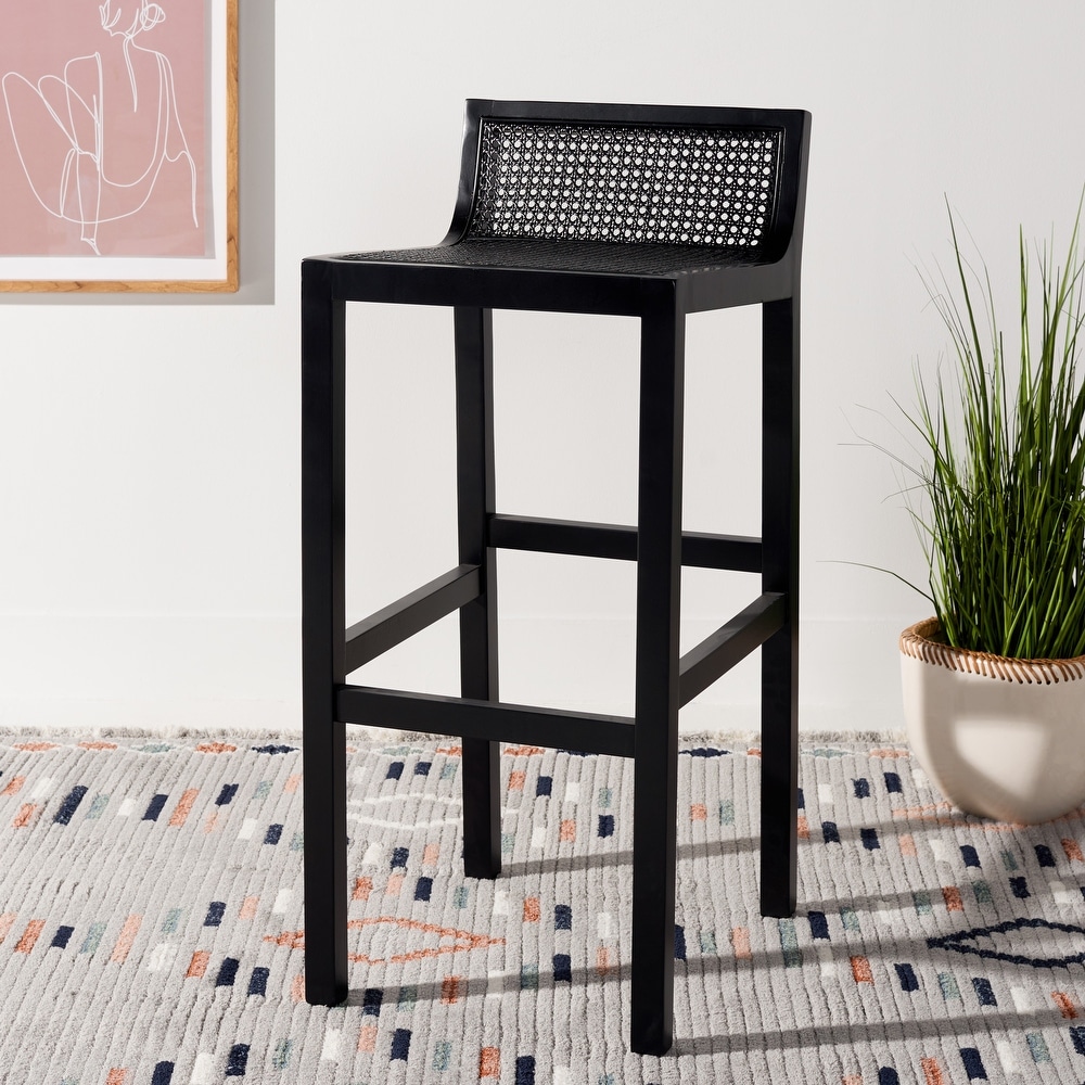 SAFAVIEH Saito Low Back Cane Bar Stool   16\