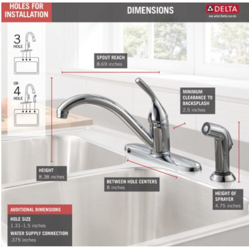 FAUCET KIT 1H CHROME LL