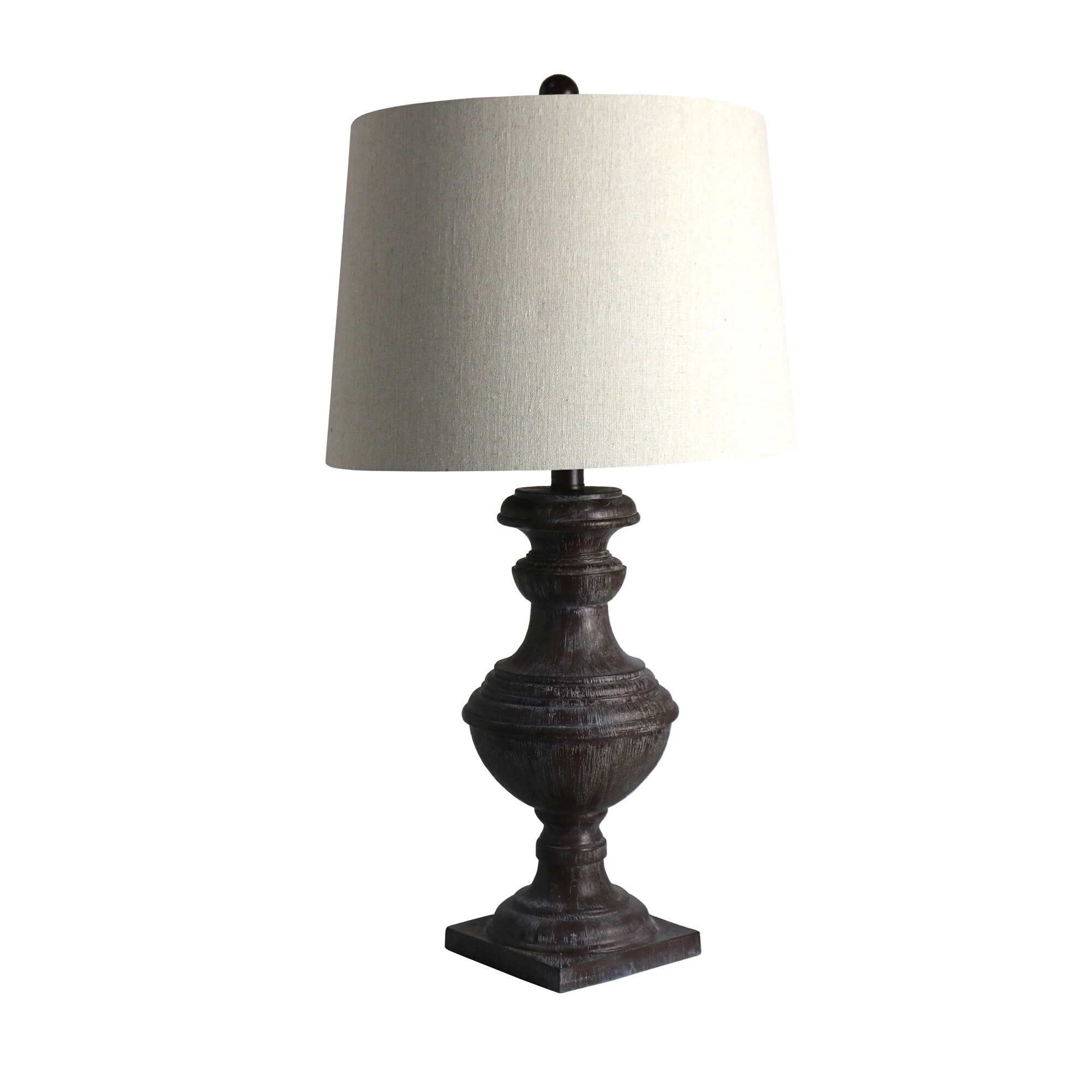 Fangio Lighting's 6264BRZ 28 in. Classic Urn On Square Pedestal Resin Table Lamp in Cottage Bronze Espresso