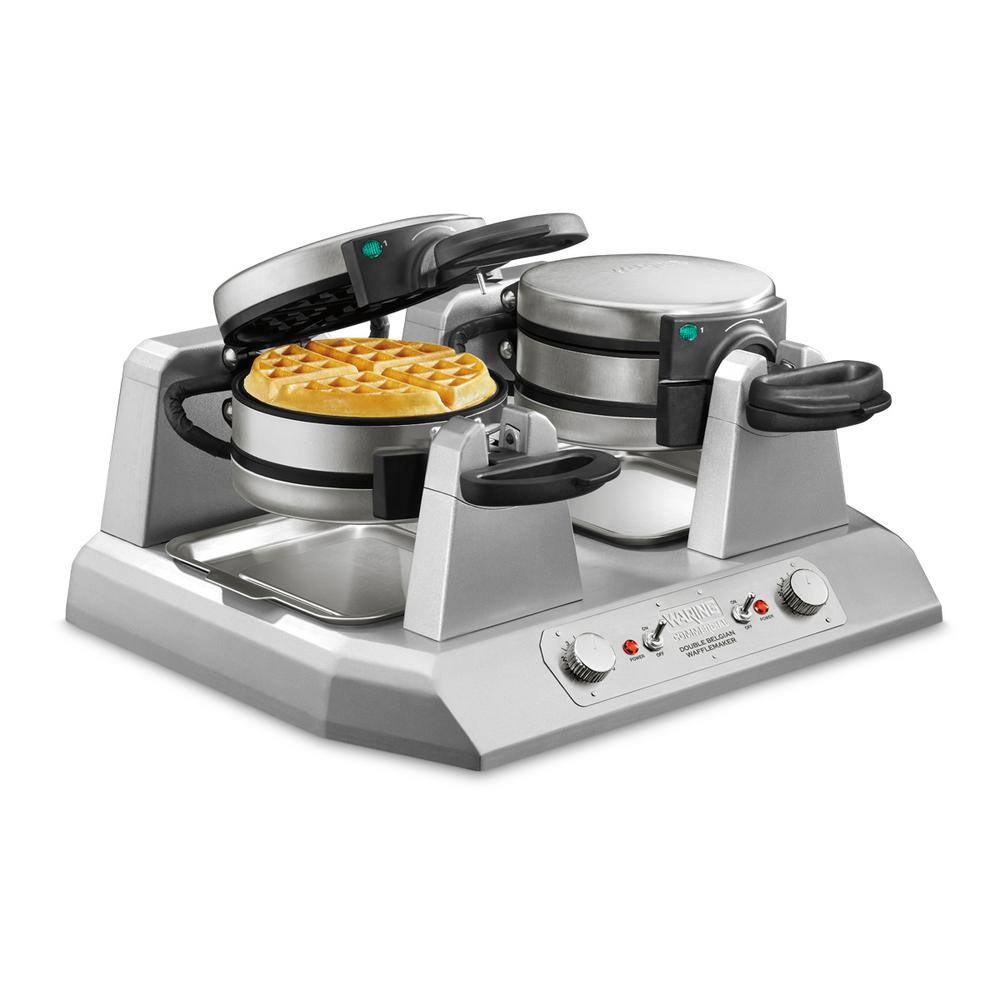 Waring Commercial 2700-Watt Quad Waffle Silver Belgian Waffle Maker WW300BX