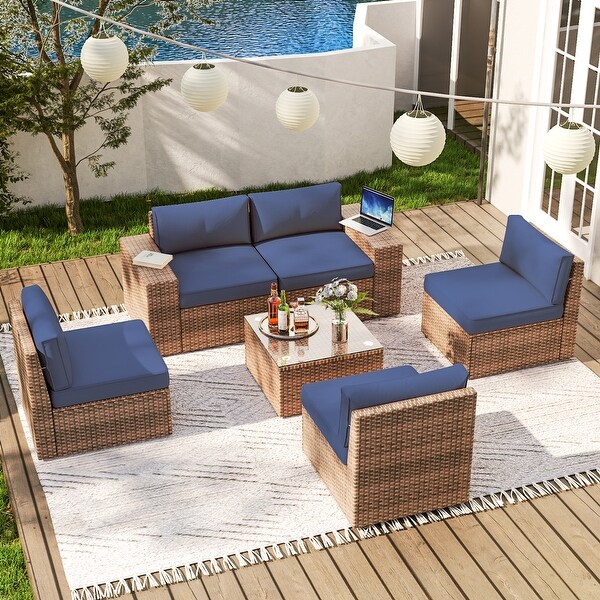 6Piece Wicker Sectional Sofa Set