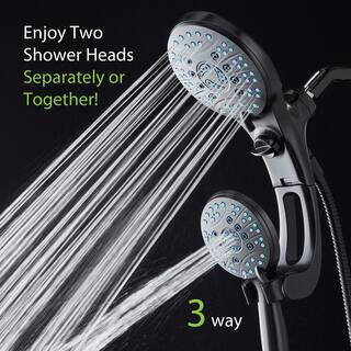 AQUACARE 80-Spray Patterns 2.5 GPM 6 in. Wall Mount Dual Shower Heads and Handheld Shower Head Antimicrobial in Oil Rubbed Bronze 43338