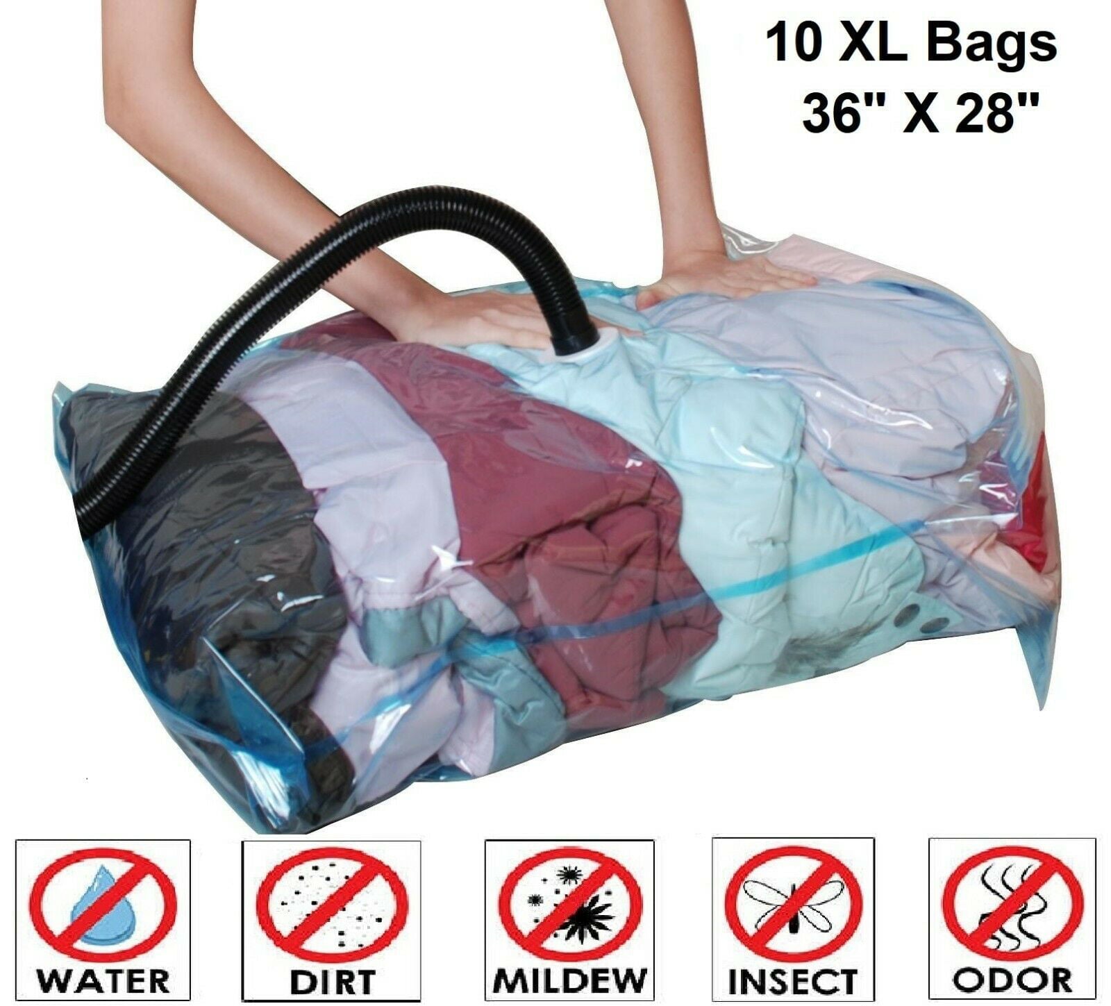 10 PACK XL Space Saver Extra Large Vacuum Seal Storage Cleaners Bag ZIPLOCK Organizer Bag QQbed