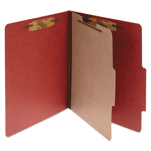 Acco Pressboard Classification Folders， 1 Divider， Letter Size， Earth Red， 10/Box (15034)