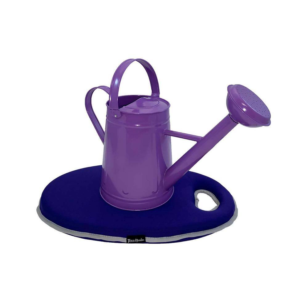 1.2 Gal. Purple Traditional Watering Can with Purple Memory Foam Kneeling Cushion 36-3180V