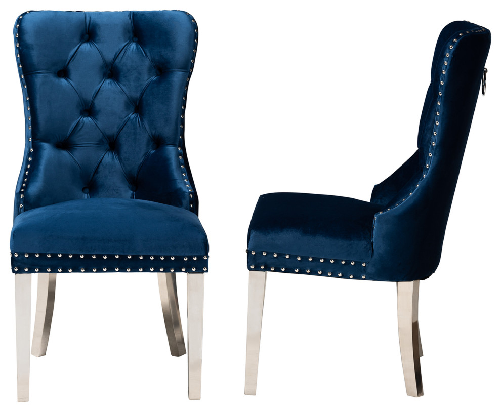 Erna Velvet 2 Piece Dining Chair Set   Contemporary   Dining Chairs   by Baxton Studio  Houzz