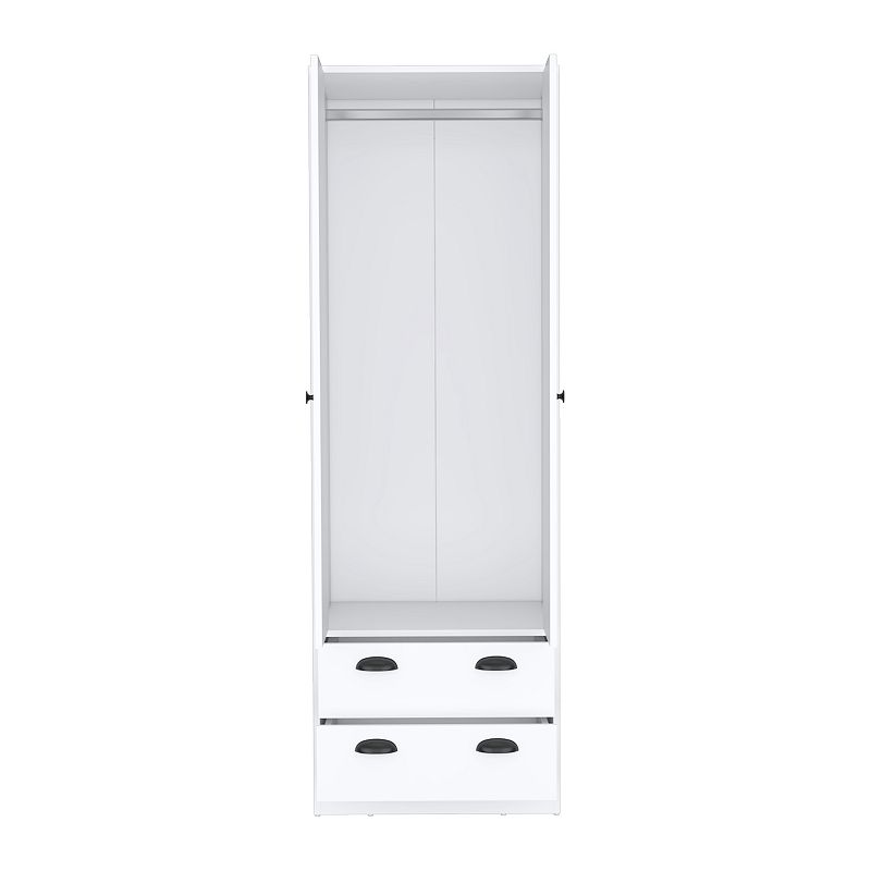 DEPOT E-SHOP Bonaire Armoire with 2-Drawers and 2-Doors， White