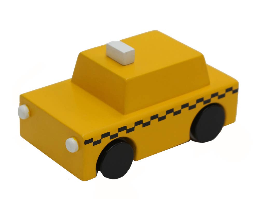 Wooden Wind Up Taxi Car