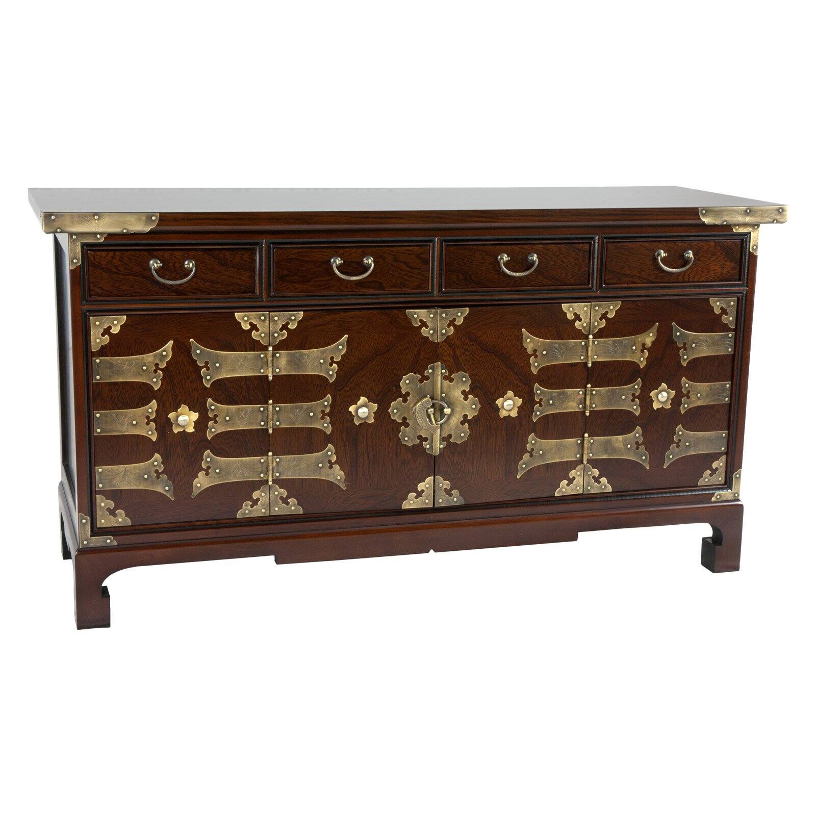 Oriental Furniture Korean Antique Style Coffee Table Low Chest, Cabinet, , Eastern Craftsmanship, 41.75"Wx 22"H