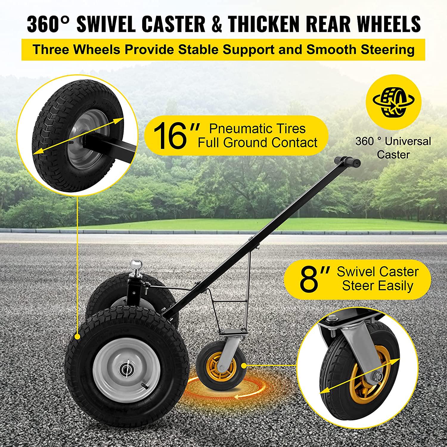 VEVOR Adjustable Trailer Dolly， 800 lbs Capacity， 15.7 -23.6 Adjustable Height， 2 Ball Trailer Mover with 16 Wheels， Heavy-Duty Tow Dolly for Car， RV， Boat