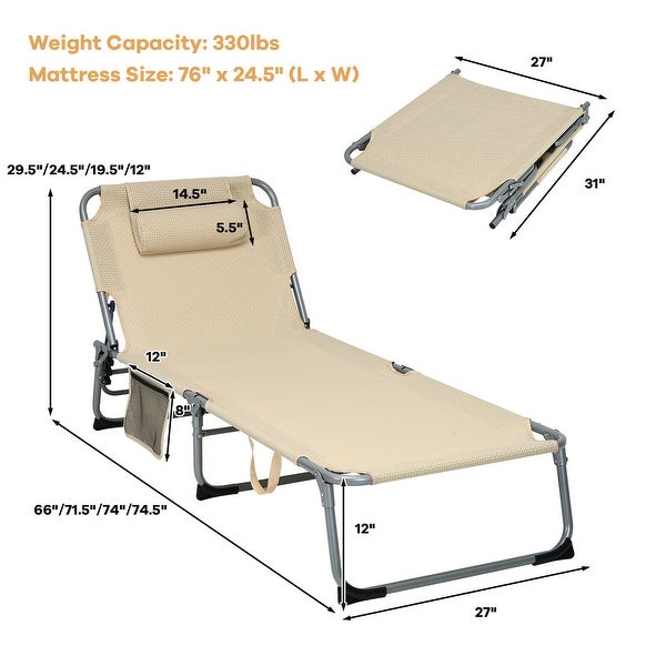 4-Fold Oversize Padded Folding Lounge Chair