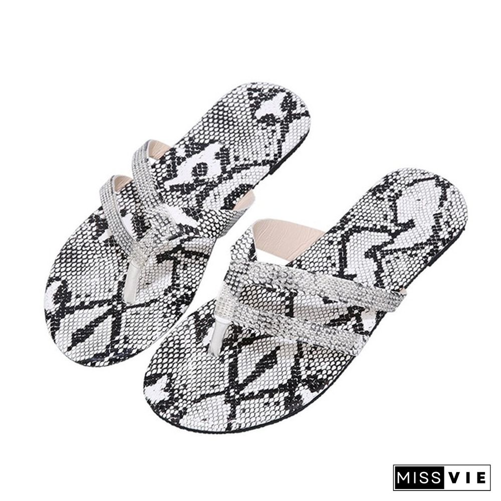 Casual Sandals Flip Flops Womens Flat Sandals Bling-bling Diamond Slippers Flip Flops Summer Flash Beach Slippers Plus Size