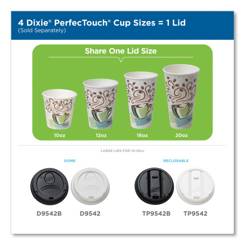 Dixie PerfecTouch Paper Hot Cups， 12 oz， Coffee Haze Design， 50/Sleeve， 20 Sleeves/Carton (5342CD)