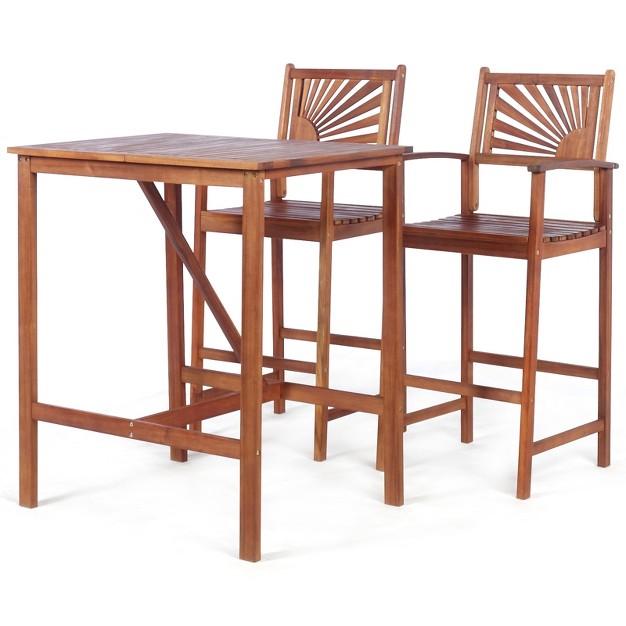 Tangkula 3 piece Dining Table Set Acacia Wooden Table amp Chair Set For Outdoor amp Indoor Natural