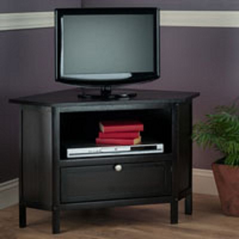 22.25” Brown Corner TV Stand with Drawer and Shelf