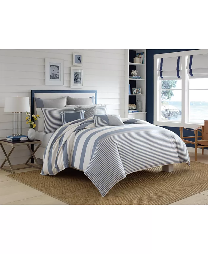 Nautica Fairwater Reversible 3-Piece Duvet Cover Set， Full Queen