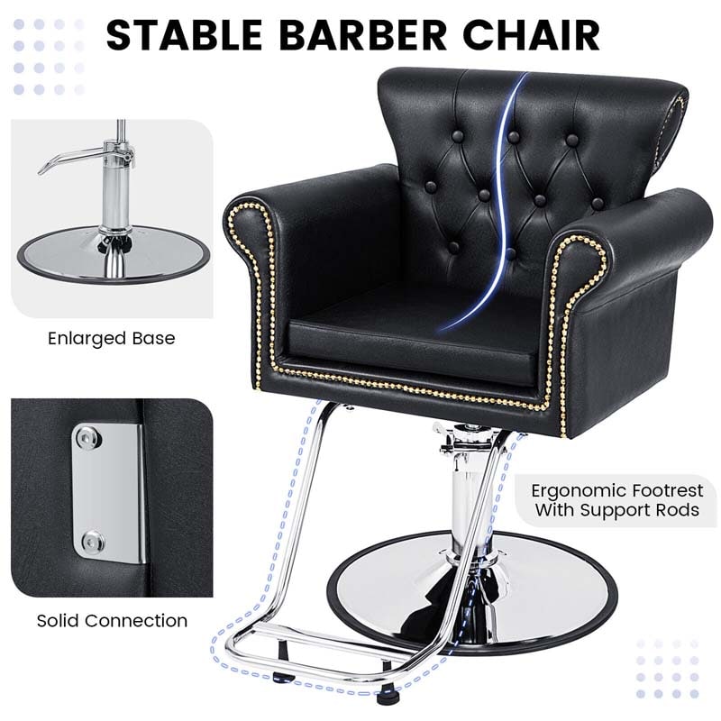 Retro Salon Chair for Hair Stylist, Adjustable Swivel Barber Chair Heavy Duty Hydraulic Spa Makeup Tattoo Chair