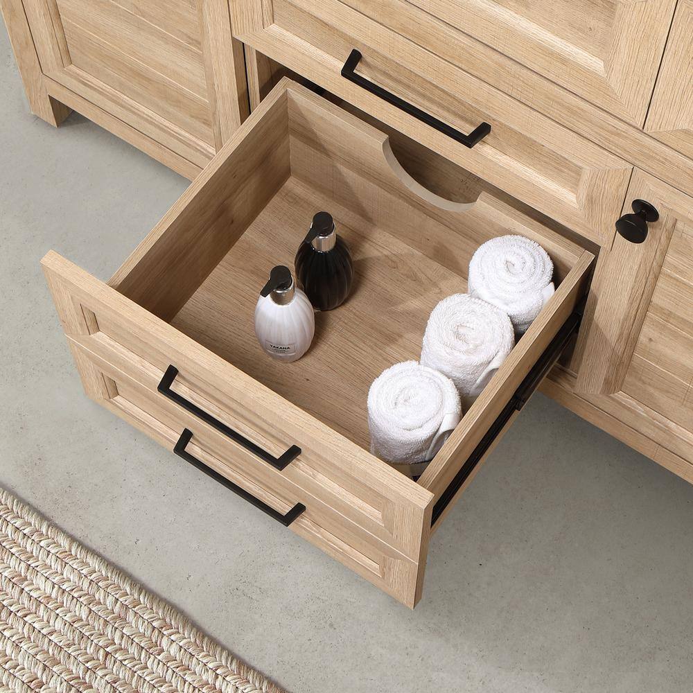 Home Decorators Collection Hanna 48 in. W x 19 in. D x 34.50 in. H Freestanding Bath Vanity in Weathered Tan with White Engineered Stone Top Hanna 48WT