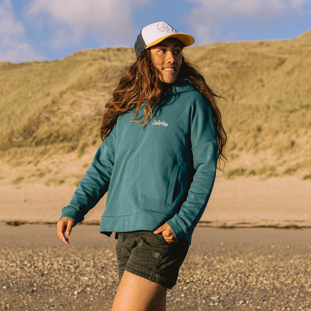 Early Riser Recycled Cotton Hoodie - Blue Coral