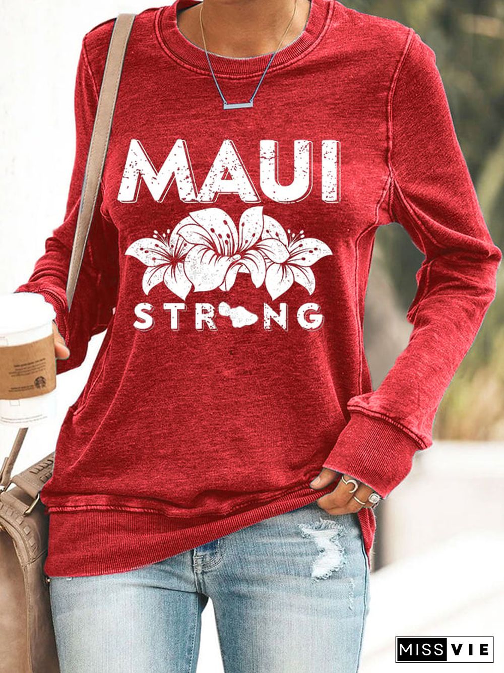 Maui Strong Crew Neck Casual Sweatshirt