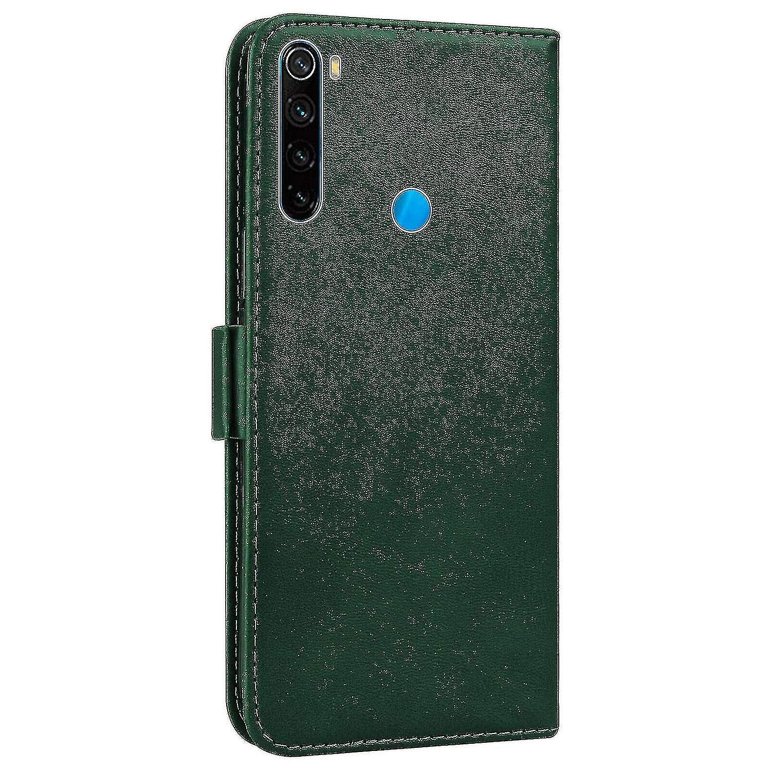 Xiaomi Redmi Note 8 Case Retro Cat Wallet Flip Cover Card Holder Pu Leather Coque Etui - Green