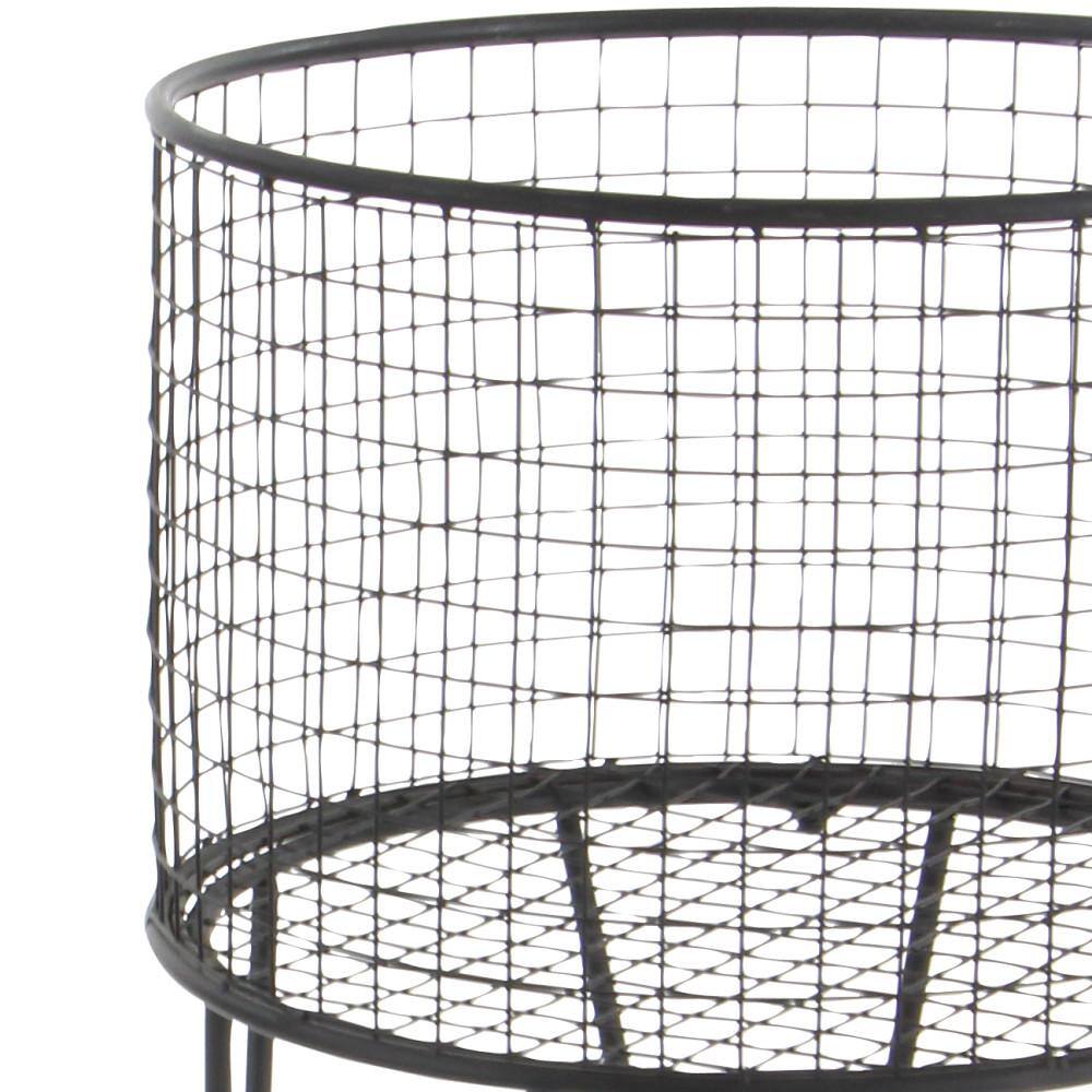 CosmoLiving by Cosmopolitan Black Deep Set Metal Mesh Laundry Basket Storage Cart with Wheels 29034