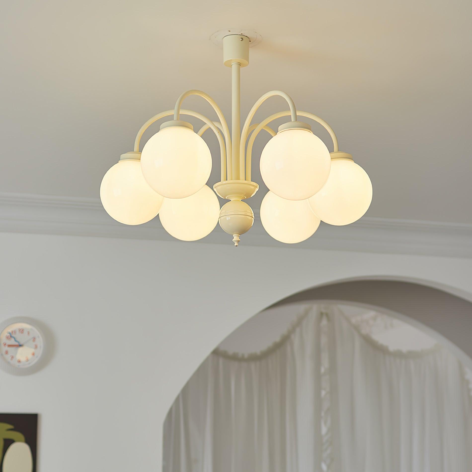 Cream Glass Sphere Chandelier