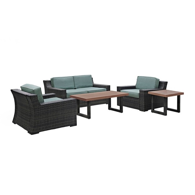 Beaufort 5pc Outdoor Wicker Conversation Set Mist Crosley