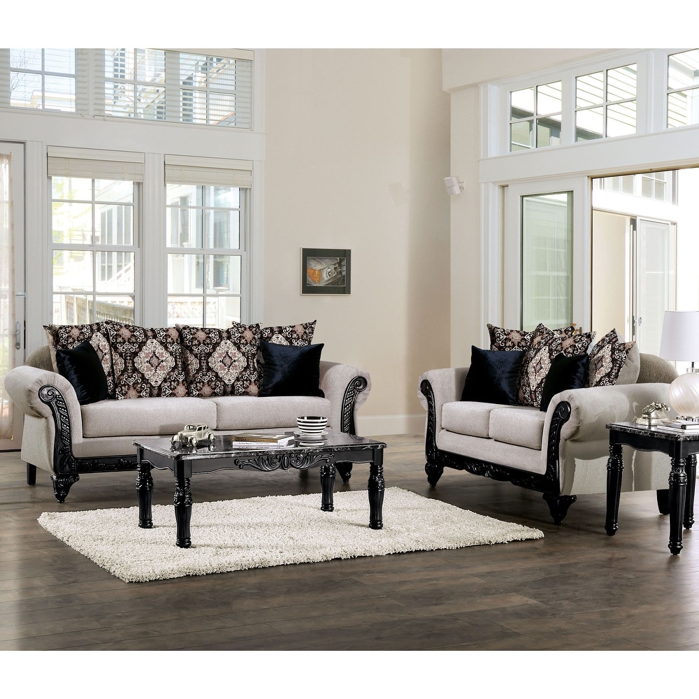 Novala Traditional Brown Chenille 2 Piece Sofa Set by Furniture of America