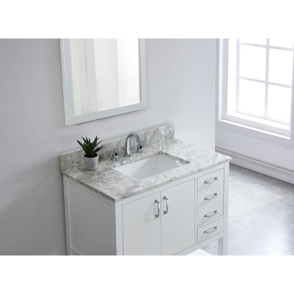 TILE amp TOP 31 in W x 22 in D x 75 H Granite Vanity Top in Glacier White with White Basin