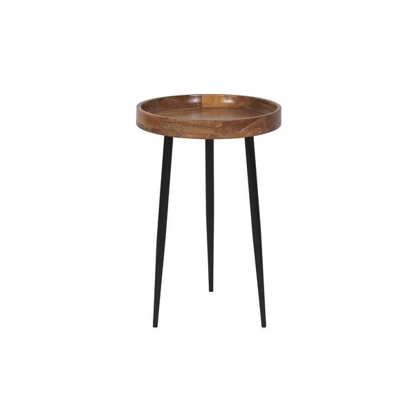 Chariz Mango Wood Bowl Side Table With Iron Legs