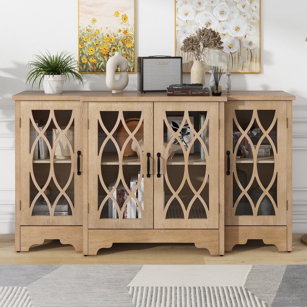 Storage Cabinet with 4 Glass Doors