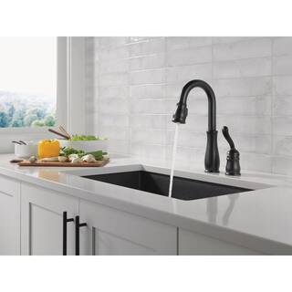 Delta Leland Single-Handle Pull-Down Sprayer Kitchen Faucet with in Matte Black 9978-BL-DST