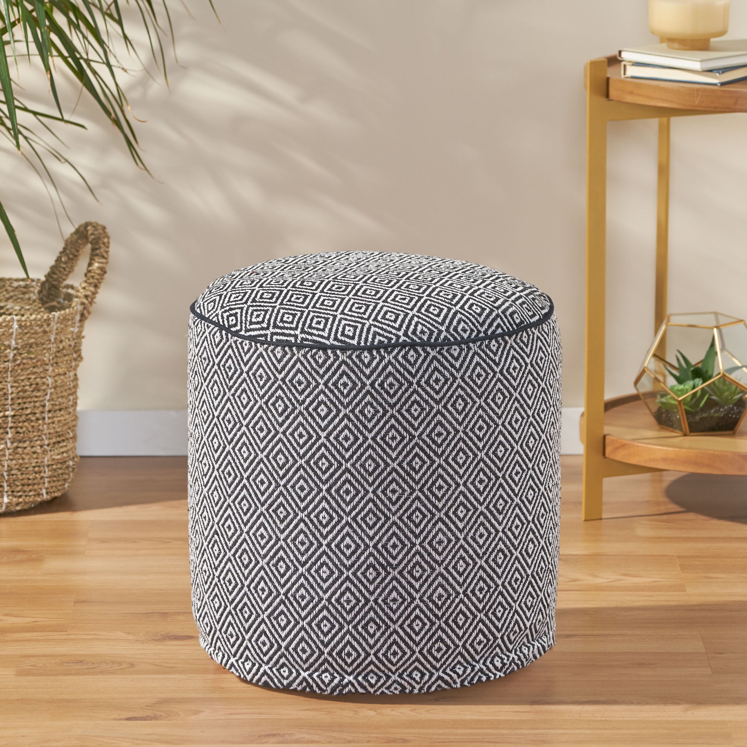 Ryeker Boho Fabric Cylinder Pouf