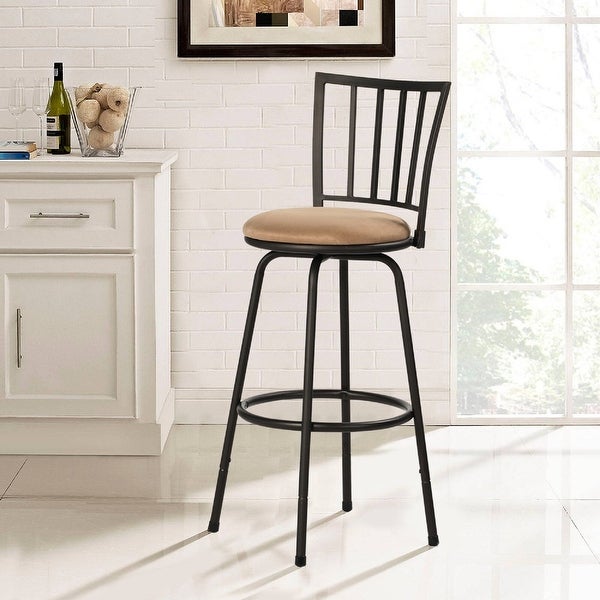 VECELO Set of 2 Round Seat Bar/ Counter Height Adjustable Metal Bar Stool